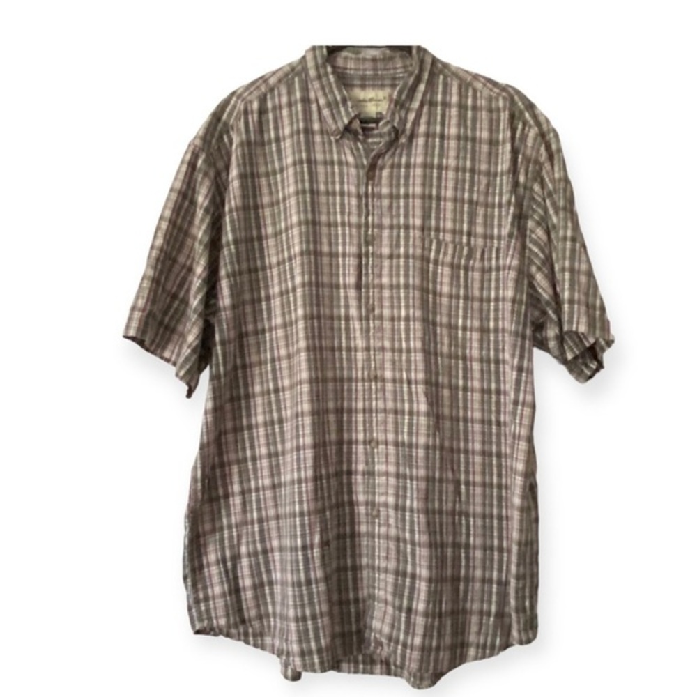 Eddie Bauer Shirt Mens Size XL Button Down Short Sleeve Pocket GrandpaCore‎